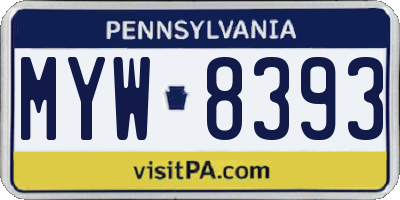 PA license plate MYW8393