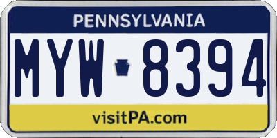 PA license plate MYW8394