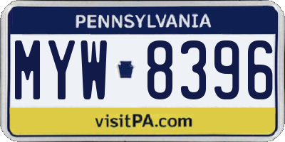PA license plate MYW8396