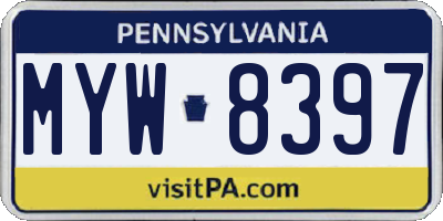 PA license plate MYW8397