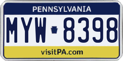 PA license plate MYW8398