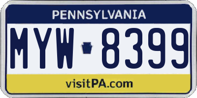 PA license plate MYW8399