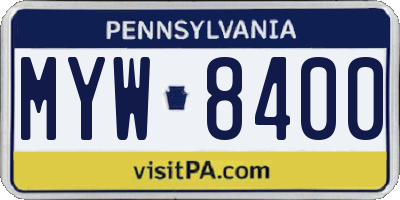 PA license plate MYW8400