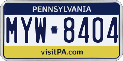 PA license plate MYW8404