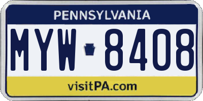 PA license plate MYW8408