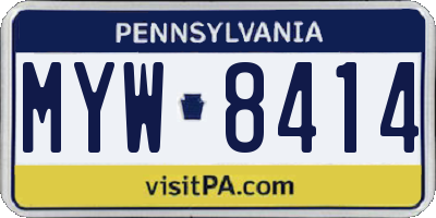 PA license plate MYW8414
