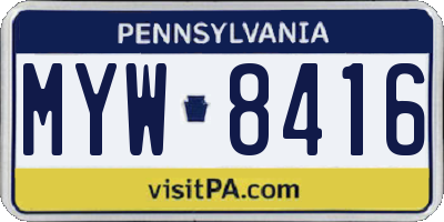 PA license plate MYW8416