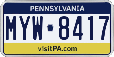 PA license plate MYW8417