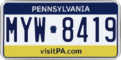 PA license plate MYW8419