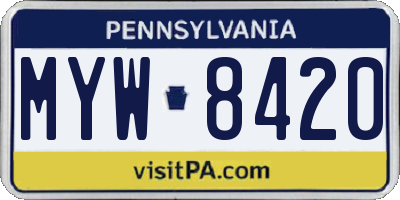 PA license plate MYW8420