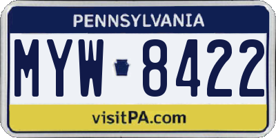 PA license plate MYW8422