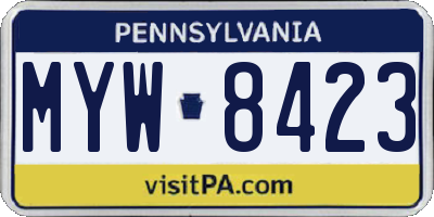 PA license plate MYW8423