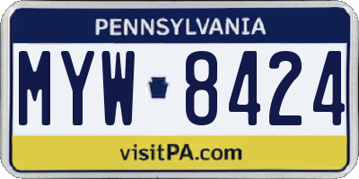 PA license plate MYW8424