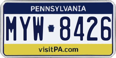 PA license plate MYW8426