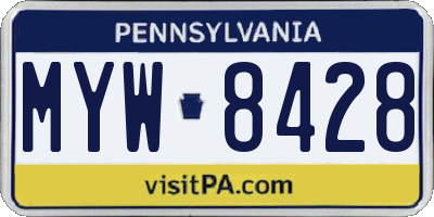 PA license plate MYW8428