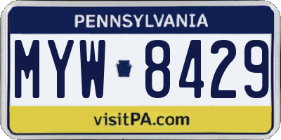 PA license plate MYW8429