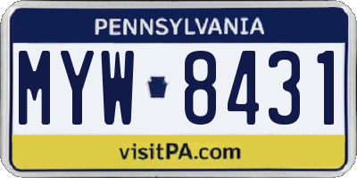 PA license plate MYW8431