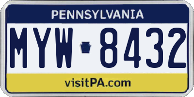 PA license plate MYW8432