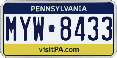 PA license plate MYW8433