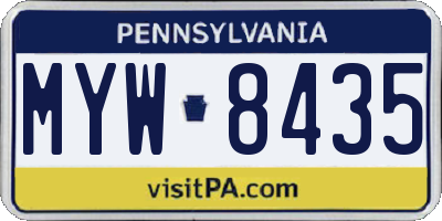 PA license plate MYW8435