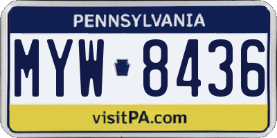 PA license plate MYW8436