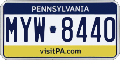 PA license plate MYW8440