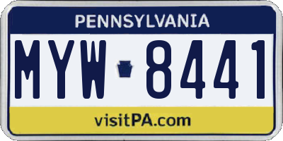 PA license plate MYW8441