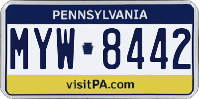 PA license plate MYW8442