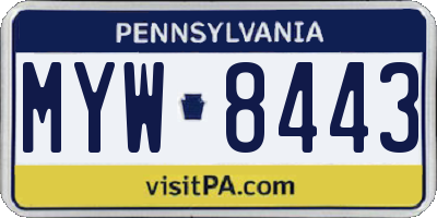 PA license plate MYW8443