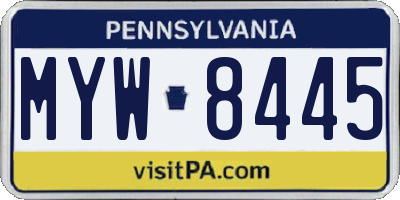 PA license plate MYW8445