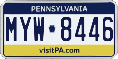 PA license plate MYW8446