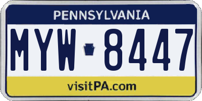 PA license plate MYW8447