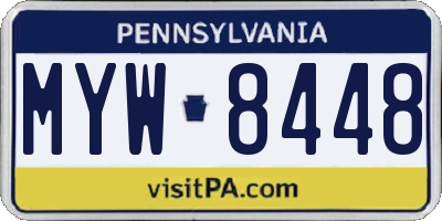 PA license plate MYW8448