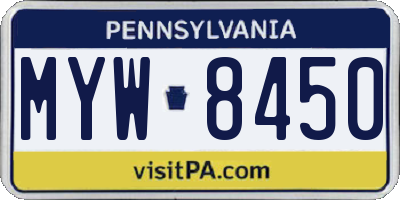 PA license plate MYW8450