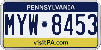 PA license plate MYW8453