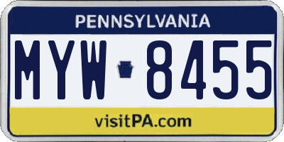 PA license plate MYW8455