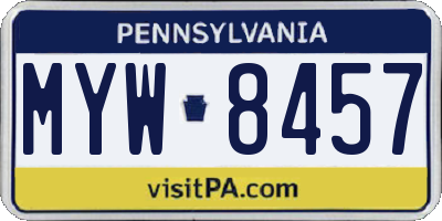 PA license plate MYW8457