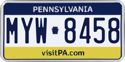 PA license plate MYW8458