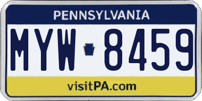 PA license plate MYW8459