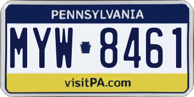 PA license plate MYW8461
