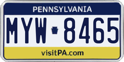 PA license plate MYW8465