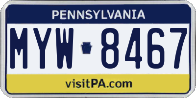 PA license plate MYW8467