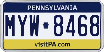 PA license plate MYW8468