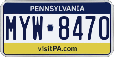 PA license plate MYW8470