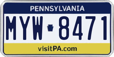 PA license plate MYW8471