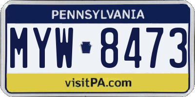 PA license plate MYW8473