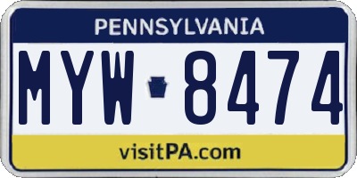 PA license plate MYW8474