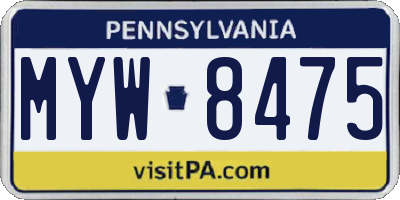 PA license plate MYW8475