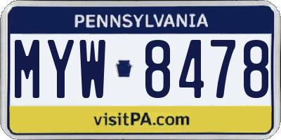 PA license plate MYW8478