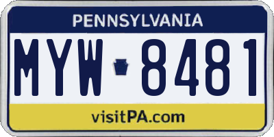 PA license plate MYW8481